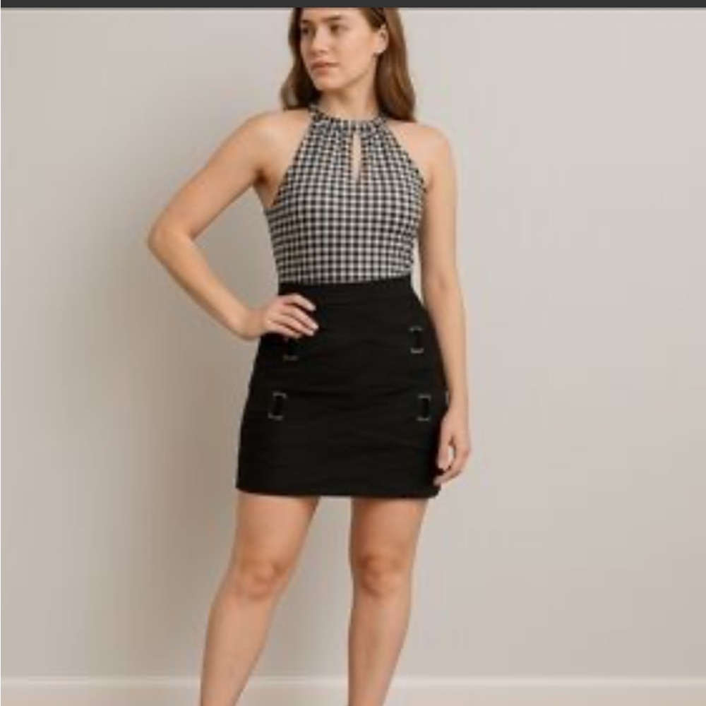 Rock & Republic Rosalie Bandage Strap Mini Skirt Cynical Black